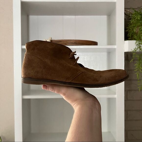 Lucky Brand Brown Suede Leather Round Toe Slip On Ankle Booties - Picture 2 of 8